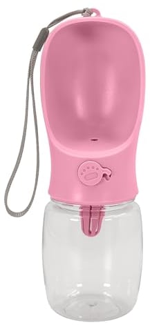 Intirilife Bebedero portátil de plástico para Perros en Rosa con Capacidad de llenado de 350 ml - para Largos Paseos Parques Senderismo y Viajes