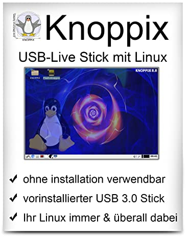 Linux Knoppix mit 64 Bit auf 32 GB USB 3.0 Stick - USB Live Stick - bootfähig