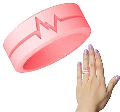 LINGJIONG Silikonring Damen, Herzschlag-Ehering aus Silikon für Paare, Glow in The Dark Silikon Ring Damen Ehering Outdoor Survival Leuchtring Trendiger Schmuck für Damen Herren