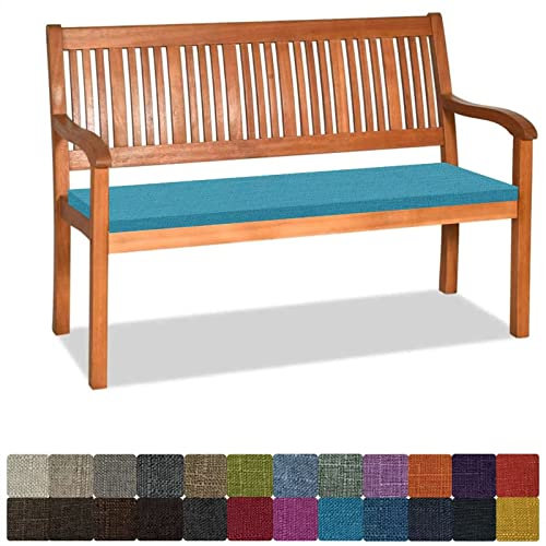 Bankauflage Stuhlkissen Bankkissen mit Krawatte Waschbar ,110x45x3cm，2 3 4-Sitzer Sitzkissen Rutschfeste Auflage für Gartenbank ,Küche,Terrasse Innen und Außenbereich，blauer See ,Dicker Leinenstoff