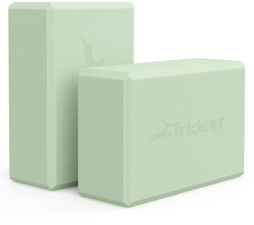 Trideer Yoga Block, Soft Non-Slip Surface Premium Foam Blocks, Supportive, Lightweight, Odorless, Yoga Accessories for Pilates Meditation General Fitness Stretching Toning (Mint Green-2 Pack)