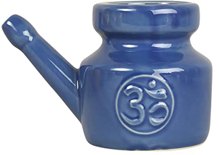 Zicojia 350 ml de cerámica Neti de limpieza nasal, duradero, a prueba de fugas, para enjuague nasal, para hombres, mujeres, azul