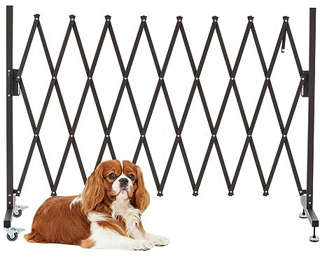 TSAYAWA Clôture de jardin autoportante en aluminium, barrière extensible de 3,2 m, barrière de sécurité réglable, marron