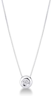 GV GIOIELLI DI VALENZA Collana da donna punto luce grande in oro bianco 18k con diamante, spedizione gratuita.