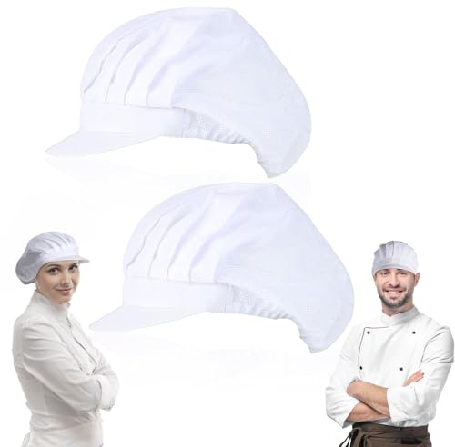 wlertcop 2PCS Hair Nets for Catering, White Disposable Catering Hats for Women & Men, Modern Chef Hat, Women's Kitchen Hat, White, One Size Fits Most