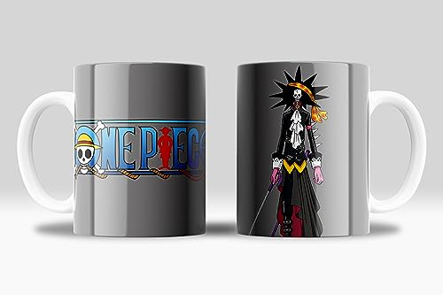 Taza One Piece - Colección taza onepiece con sus protagonistas: Luffy, Nami, Roro, Usopp, Brook, Nico, Vivi Taza nami - Taza roro one piece | Cerámica 355ml (One Piece Brook)