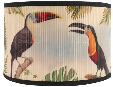 TOVINANNA Bamboo Pendant Light Shade for Japandi Boho Decor | Retro Pattern Ceiling Lamp Shade for Living Room Bedroom Kitchen, 11.8x8.1 in E27 Bamboo Light Fixture