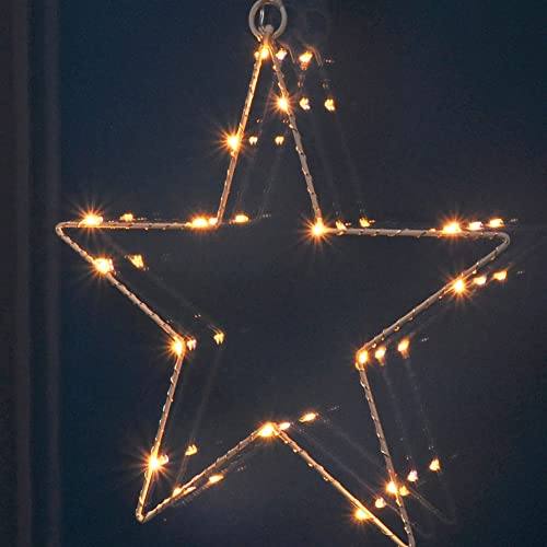 Starnearby LED Sterne Weihnachtsbeleuchtung, Weihnachtsdeko Fenster Innen/Aussen, Batteriebetriebene Lichterkette Weihnachten, 8 Modi LED Weihnachtsstern Deko für Fenster, Balkon, Party(Warmweiß)
