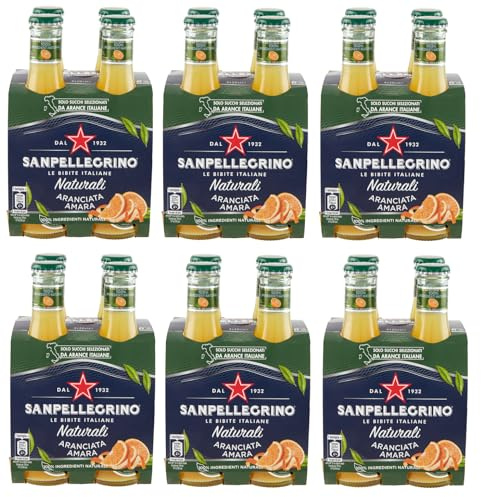 SanPellegrino 24er-Pack San Pellegrino Aranciata Amara Naturali Erfrischungsgetränk mit Bittere Orange Einweg-Glasflasche 20cl