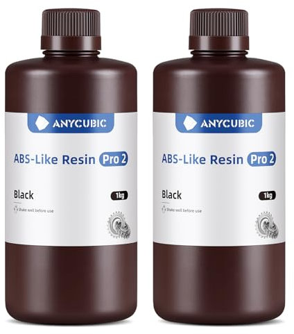 ANYCUBIC ABS-Like Resin Pro 2, Schwarz 2pcs, 3D Drucker Resin mit erhöhter Festigkeit und Zähigkeit, Hoher Präzision und Geringe Schrumpfung, Weitgehende Kompatibilität mit allen Resin 3D Druckern