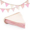 jijAcraft Wimpelkette Kinderzimmer Rosa, 1,9M Stoff Wimpelkette aus Musselin Baumwolle, Doppelseitig Stoffgirlande Kinderzimmer Deko Mädchen, Girlande Kinderzimmer für Fenster, Kinderbett