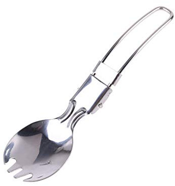 antianzhizhuang Foldable Spork Fork Spoon Stainless Steel Hiking Camping Cook Picnic Plastic Forks and Spoons Silverware