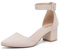 TLOLA Chaussures de cour à talon moyen pour dames Sandales élégantes Pompes pour mariages Parties 5.7 cm Beige 37