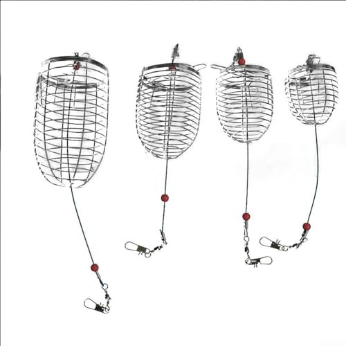 HEBEOT 10Pcs Fishing Bait Cage, Assorted Sizes And Weights Metal Wire Fishing Bait Cage Feeder Holder For Carp Feeder(Large size)