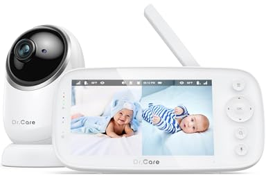 Dr.Care NovaView Babyphone mit Kamera - 5” 1080P Display, Ultra-Niedrige Strahlung, 5000mAh Akku, Nachtsicht, VOX, 2X/4X Zoom, 300m Reichweite, Zwei-Wege-Audio, Schwenk & Neigung, Ohne WLAN