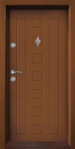Porta blindata Portone Blindato Porta Ingresso Esterno 90x200 con Spioncino Serratura Noce PL64 (interna sinistra)