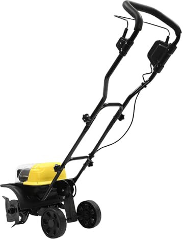 Fresadora eléctrica de suelo 180 rpm, 36 cm de ancho de fresado, 18 cm de profundidad de trabajo, con batería, para eliminación de malas hierbas y cultivo del suelo