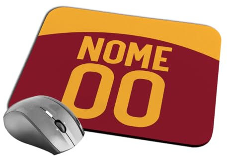 quickgadget Idea Regalo Tappetino Mouse Pad per Tifoso Roma 01 - Personalizzato con Nome e Numero - Perfetto per Ufficio e Gaming