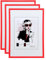 KM FOTO Set Moderner Glas Bilderrahmen NLS aus Kunststoff Perfekt für Fotos Poster und Wanddeko Collage: Farbe: 3er Pack Rot | Format: 50x70