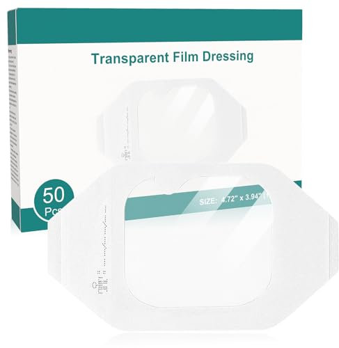 Medicazione con pellicola trasparente, 10,2 x 11,9 cm, impermeabile, per medicazioni tatuaggi, doccia post-chirurgica Shiled, scudo IV, copertura doccia catetere PICC (50 pezzi)