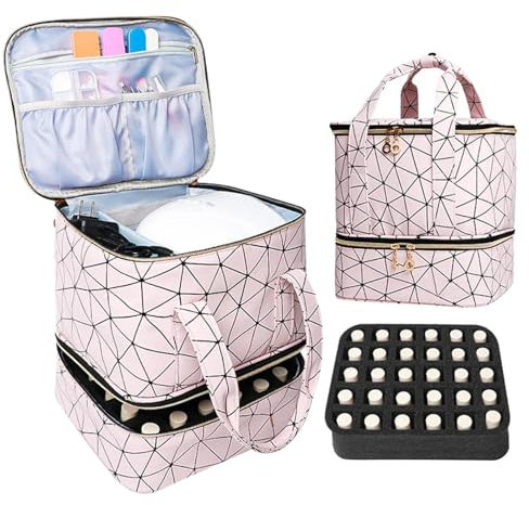 Nagellack Aufbewahrung Tasche | Doppelschicht Nagellack Organizer Tasche | Wasserdicht Nagellack Organizer | Nageldesign Organizer Koffer Kosmetiktasche Hält 30 Flaschen Nagel