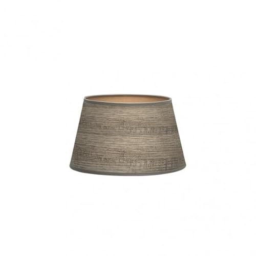 Pantalla de lámpara conica de madera gris 25x20x15 cm, ideal para decoración de interiores y mejora de iluminación ambiental.