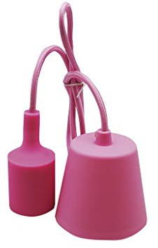 E27 Lampenfassung mit 1m Silikonkabel in Rosa, ideal für dekorative Beleuchtung und Raumanpassung.