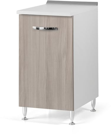 REDÒKASA Base per cucina componibile da 40 cm con anta, realizzata in legno 100% MADE IN ITALY (Bianco con anta Olmo)