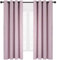 Deconovo Lot de 2 Rideaux Occultants Thermiques Isolants Anti-Froid à Œillets - Motif en Fil d'or 140×180CM, Rideaux Thermiques pour Chambre et Salon Rose Pâle