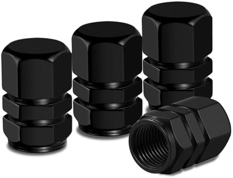 HONGLEIFA 4 Stück Ventilkappen Reifenventilkappen für Skoda Octavia Combi RS 4 (IV) NX5 I 2020-2024 -, Legierung Ventilkappen Auto Dekoration Zubehör Auto PKW Motorrad Fahrrad,Black-