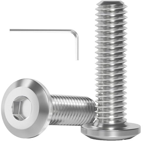 Dayalo 20 viti M4, viti a testa piatta M4 x 12 mm, in acciaio inox A2 V2A, viti a testa bombata con chiave a esagono incassato per montaggio di mobili, biciclette, fai da te