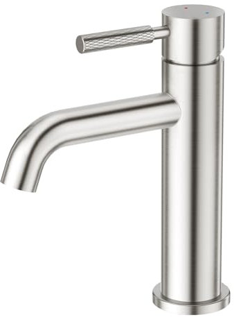 CREA Waschtischarmatur Bad für Waschbecken, Waschtisch Armatur Wasserhahn Bad Waschbeckenarmatur Badarmatur, Edstahl Gebürstet