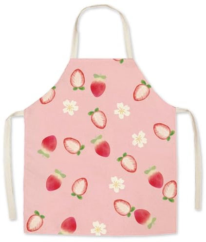 Naapesi Delantal de Cocina para Niños, Delantal Pintura Infantil Tela Frutas, Delantales Infantiles para Niño y Niña, Super Lindo Patrón Delantal, Cocina de Delantal para Pintar Hornear (Fresa)