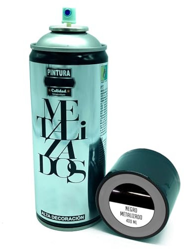 AC - Bote de Pintura en Spray - Fabricado en España - Ideal para cualquier superficie, Madera, Metal, Cartón, Piedra o Cerámica - Capacidad de 400 ML - Color Negro Metalizado