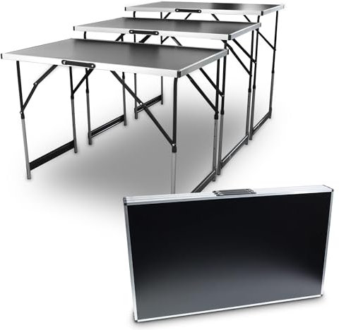 Bituxx Mehrzwecktisch 3er Set Tapeziertisch klappbar Höhenverstellbar 3-teilig Flohmarkttisch Verkaufstisch Markttisch Malertisch Campingtisch Alu 100 x 60 cm bis 30Kg