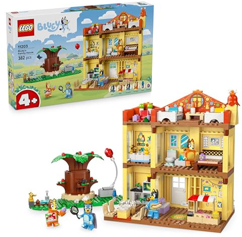 LEGO Bluey La Maison de Famille de Bluey - Maquette Modulaire de la Série TV - Jouet avec Nombreuses Pièces, Jardin, 4 Minifigurines & Accessoires - Cadeau d'anniversaire Fille ou Garçon 4 Ans 11203