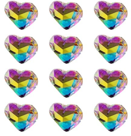 12 Stück 28 mm Kristallglas Herz Perlen Prisma Sonnenfänger Perlen Kronleuchter Tropfen Teile Hängende Sonnenfänger Anhänger Regenbogen Maker Prisma Sonnenfänger Fenster Sonnenfänger Kristalle