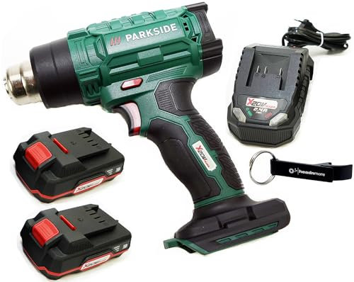 HEADNMORE® Bundle - 1x PARKSIDE® 20V Akku Heißluftpistole PHLGA 20 + 1x HEADNMORE® Schlüsselanhänger (2x2Ah Akku)