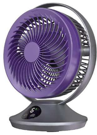 casstaly Ventilatore da Scrivania Ricaricabile da 3000 mAh, Circolatore d'Aria Portatile da Tavolo per Tutta La Stanza - 6 velocità, Inclinazione A 360° Nero+Viola