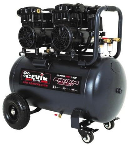 CEVIK PRO - CA-PRO104SILENT - Compressore Aria Silenzioso - 68 dB - 100L - 4HP - Max 9 Bar - 493 l/min - Senza Olio - Doppia Uscita - Compatto e Portatile - Compressore Pittura e Aria Compressa
