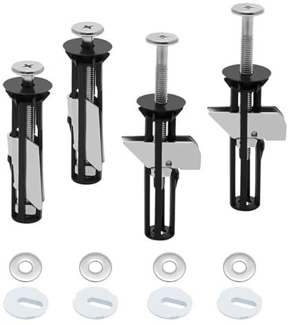 Verazquy 4 Pcs Heavy Duty Toilet Seat Fastener Bolt Kit –Universal Toilet Seat Fittings, Fixings, Hinges, Screws – Stainless Steel Toilet Seat Bolts – Easy Install Toilet Fixing Kit with Washers