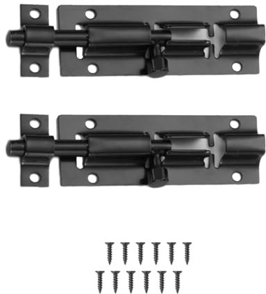 Confezione da 2 chiavistelli per porte scorrevoli da 7,6 cm, in metallo resistente, per cancelli da giardino