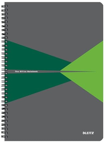 Leitz Office Collegeblock A4 liniert, Notizbuch mit Spiralbindung, Kartoneinband, 360 Grad Öffnung, 180 Seiten/90 Blatt FSC-zertifiziertes Papier (80 g/m²), für Büro & Schule, Grün, 46481055