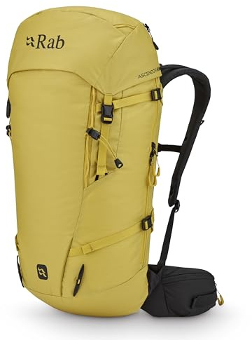 Rab Ascendor Rucksack – strapazierfähiger, leichter Tagesrucksack zum Klettern und Bergsteigen, Dunkle Pollen, 35-Liter (Back Length - Medium)