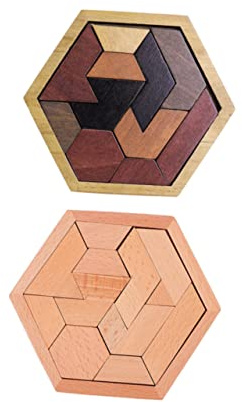 ORFOFE Hexagon Holzpuzzles Kinderspielzeug 2 Satz Kreatives Sechseck Puzzlespiel Aus Glattem Holz Mit Bunten Farben Farb Und Formerkennend Für Vorschulkinder Lernspiel Für Hand Auge Koordination