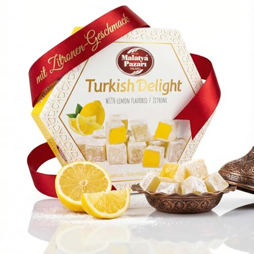 Palanci | Lokum – Vegane Süßigkeiten 250 g | Turkish Delight | Rose, Granatapfel, Pistazie, Haselnuss, Fruchtmix & Klassisch | Türkischer Honig | Jelly Fruit | Süßigkeiten (Zitrone)