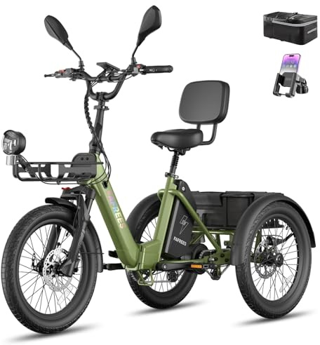 Fafrees F20 Mate II Klappbares Elektro Dreirad | Unisex für Damen & Herren | 250W Motor, 48V 21Ah Akku, 180kg Traglast, Hydraulische Bremsen – Ideal für Stadt & Senioren