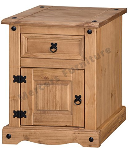 Corona Chunky Pot Cupboard Bedside Cabinet Large Table Light Fiesta Wax Night Stand Side End Lamp Table Solid Wood Mexican Pine 67cm High. 53cm Wide. 39cm Deep