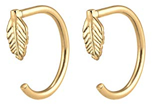 Elli Ohrringe Damen Feder Boho Gipsy Creole in 925 Sterling Silber vergoldet