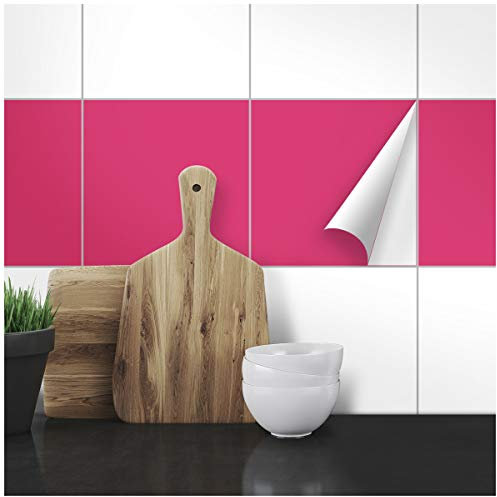 Wandkings Fliesenaufkleber - Wähle eine Farbe & Größe - Pink Seidenmatt - 20 x 20 cm - 20 Stück für Fliesen in Küche, Bad & mehr